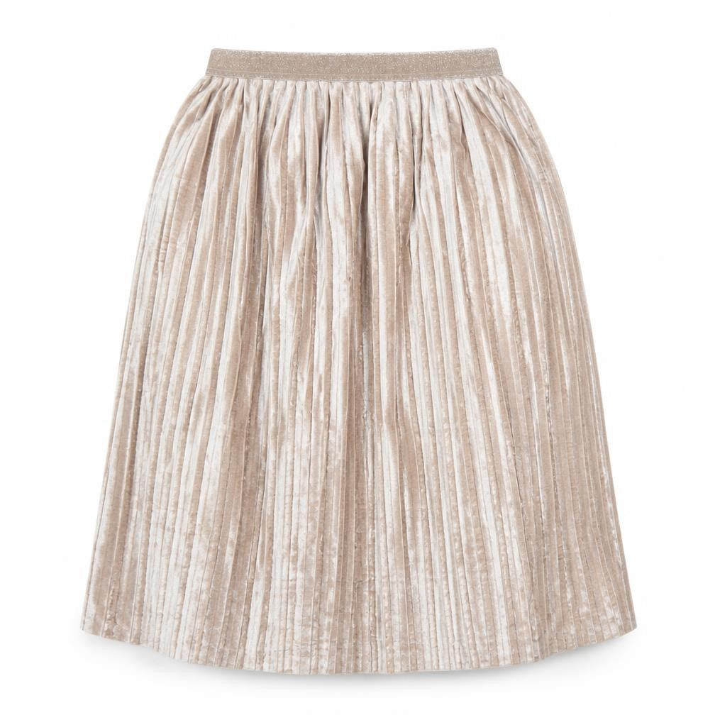 Marks & Spencer Women Beige Pleated Velvet Midi Skirt Size 12