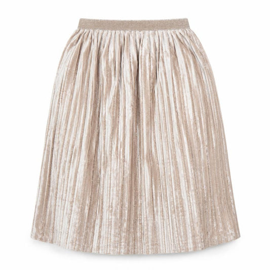 Marks & Spencer Women Beige Pleated Velvet Midi Skirt Size 12