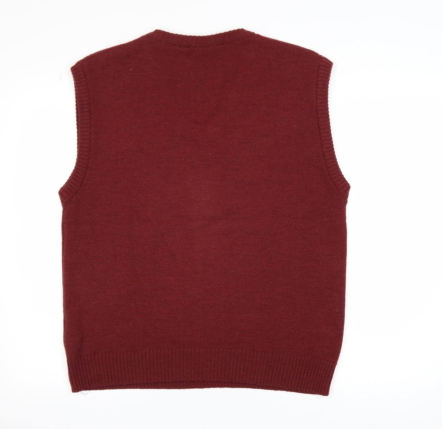 Bar Harbour Mens Red Wool Blend V-Neck Sleeveless Jumper M
