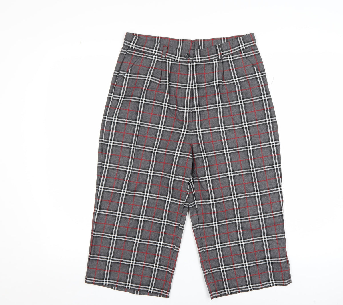 Şen Bebe Women’s Grey Plaid Cropped Trousers Size S