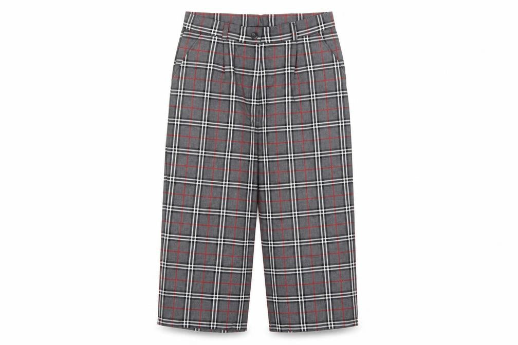 Şen Bebe Women’s Grey Plaid Cropped Trousers Size S