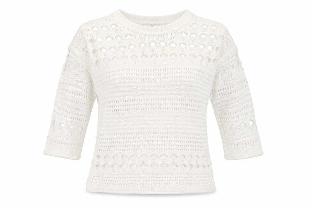 Next Women Ivory Open Knit 3/4 Sleeve Pullover Jumper M
