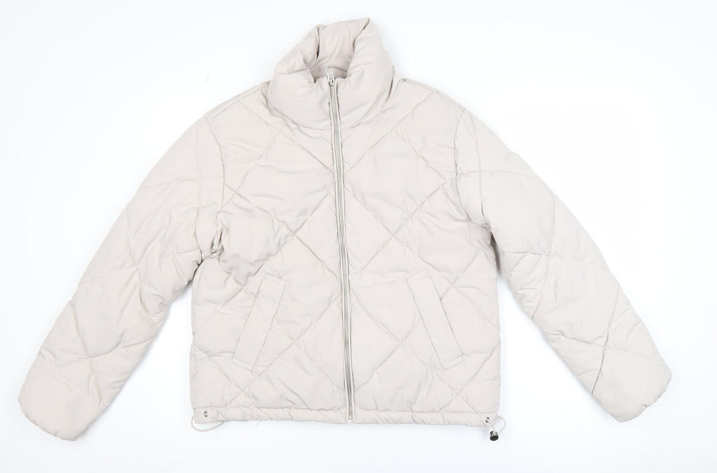 H&M Divided Women Beige XS Quilted Puffer Jacket