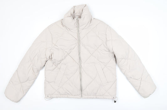 H&M Divided Women Beige XS Quilted Puffer Jacket