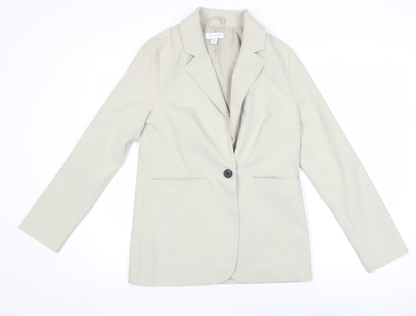 Topshop Women Beige Single-Breasted Blazer UK 6 Classic Fit
