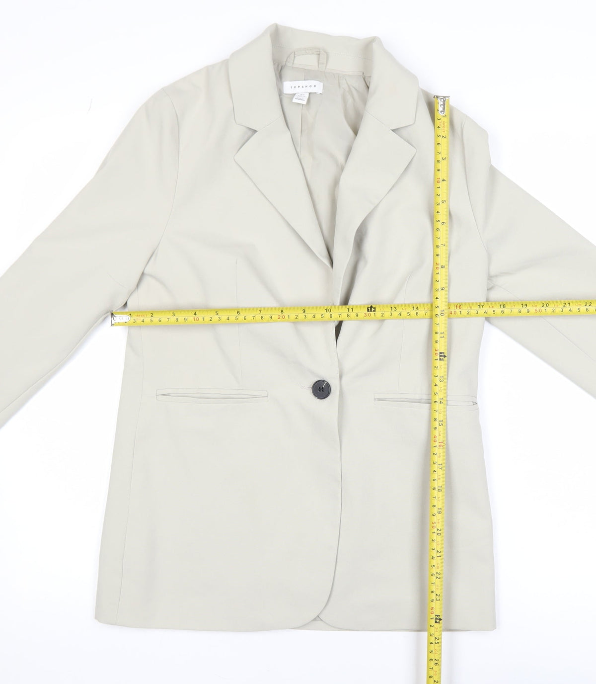 Topshop Women Beige Single-Breasted Blazer UK 6 Classic Fit