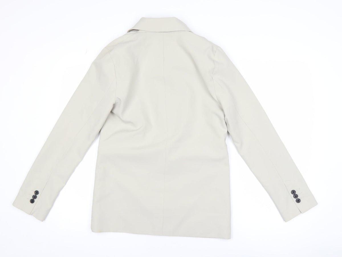 Topshop Women Beige Single-Breasted Blazer UK 6 Classic Fit