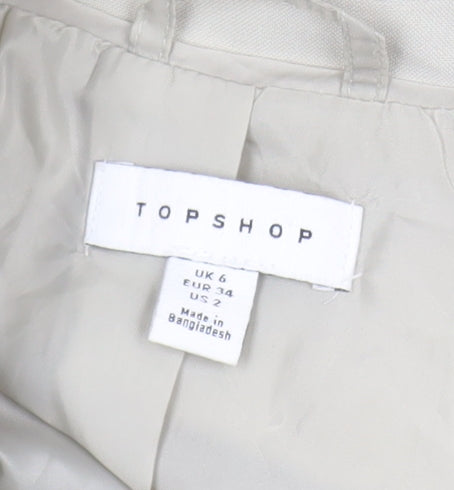 Topshop Women Beige Single-Breasted Blazer UK 6 Classic Fit