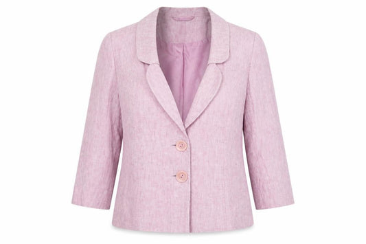 Alex & Co Women Pink Linen Blazer UK 12 Single-Breasted Jacket