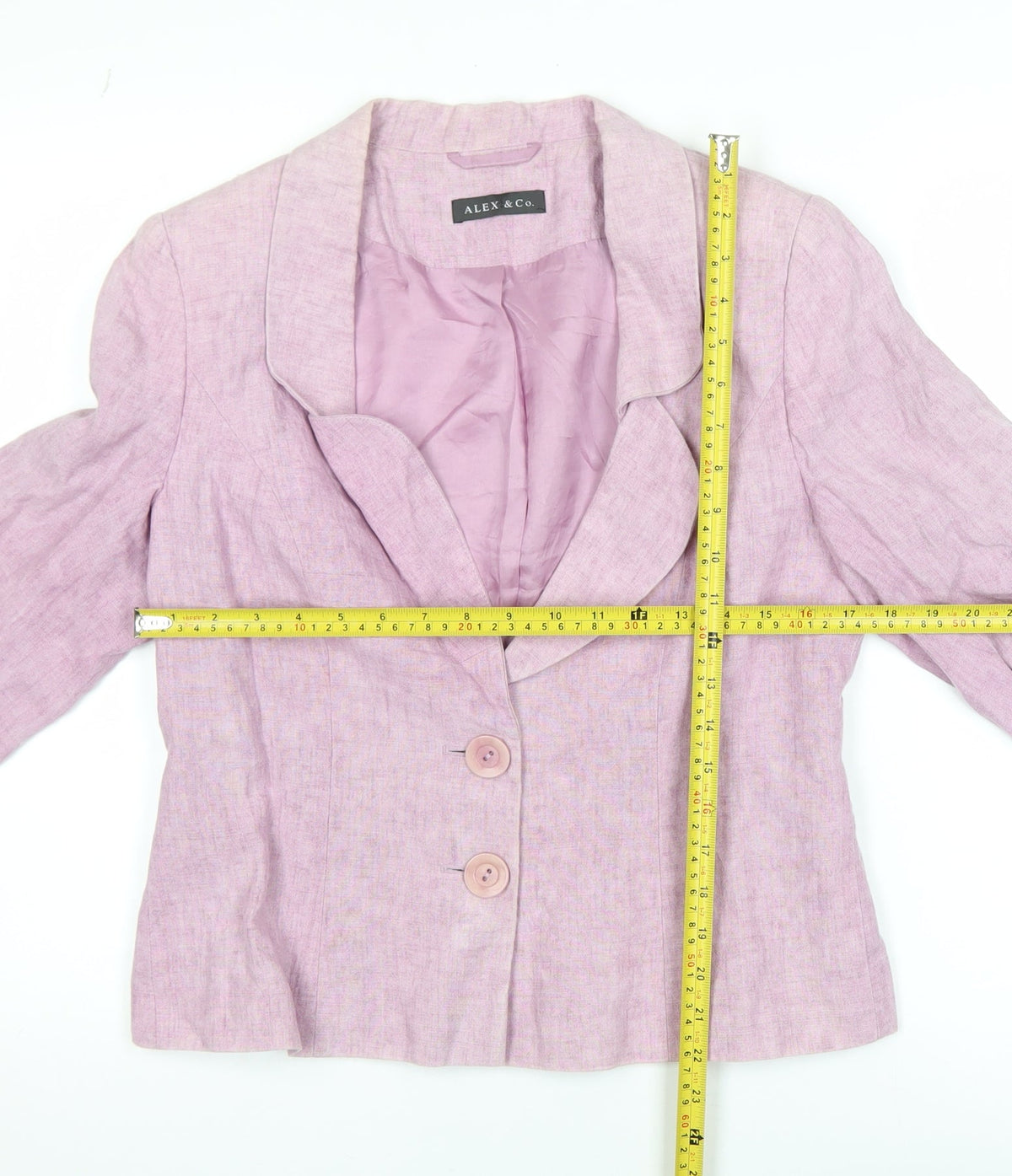 Alex & Co Women Pink Linen Blazer UK 12 Single-Breasted Jacket