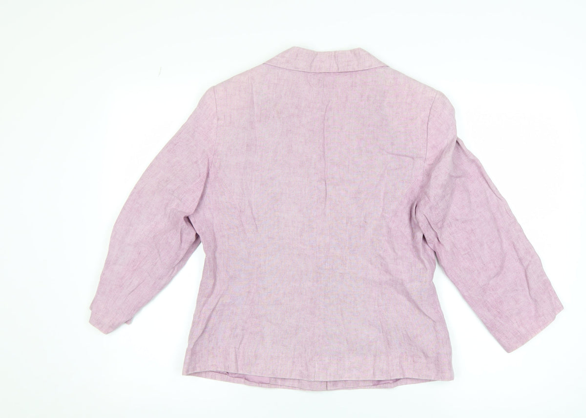 Alex & Co Women Pink Linen Blazer UK 12 Single-Breasted Jacket