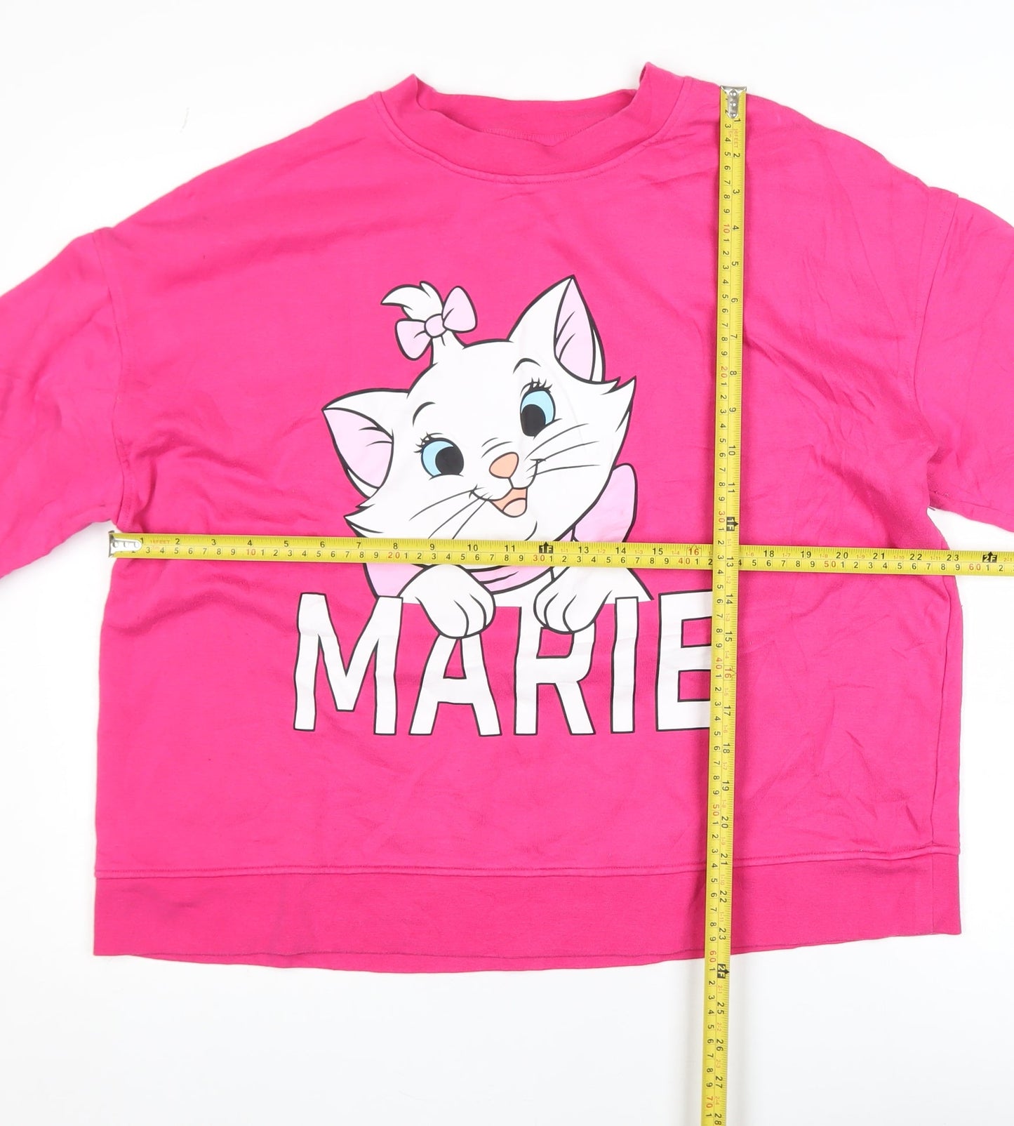 Disney Women Pink Marie Sweatshirt XL Cotton Long Sleeve Casual