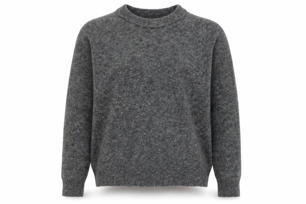 Zara Women Grey Wool Blend Crew Neck Long Sleeve Pullover Jumper Size L