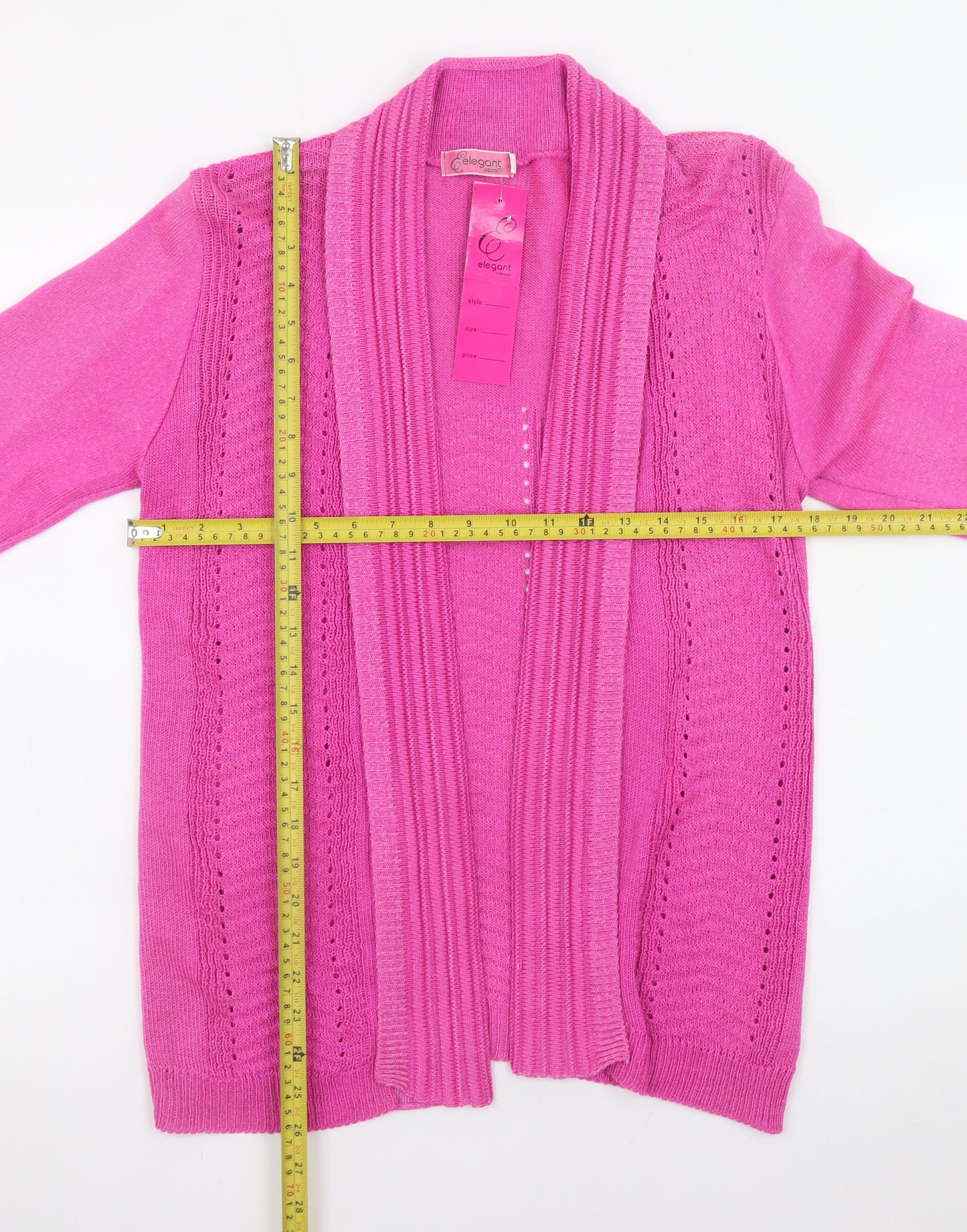 Elegant Women's Pink Knit Open Cardigan Jumper Size S