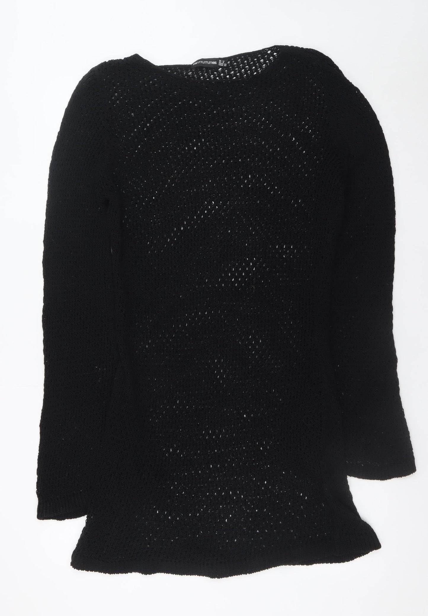 PrettyLittleThing Women’s Black Knitted Jumper Dress Size 12