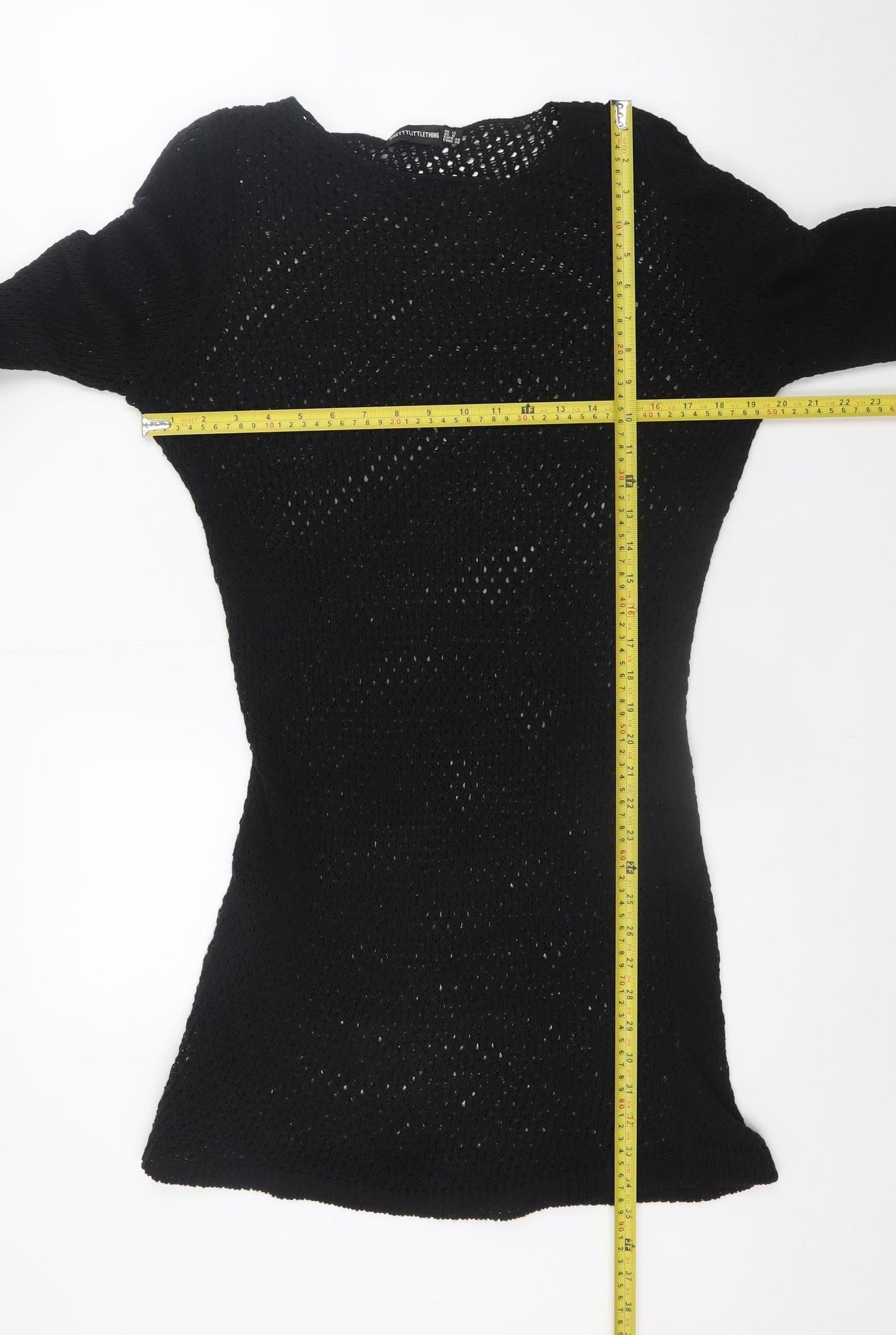 PrettyLittleThing Women’s Black Knitted Jumper Dress Size 12