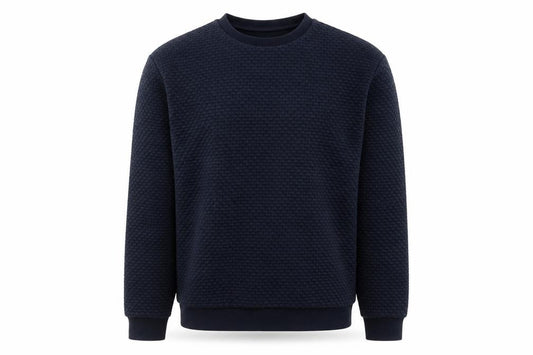 Zara Men's Blue Textured Knit Crew Neck Sweatshirt Size M