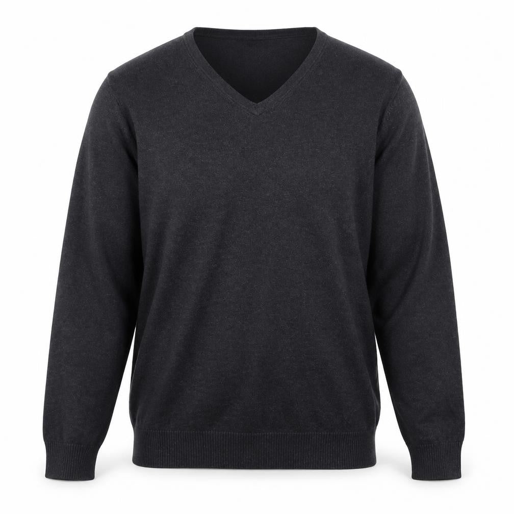 Jack Reid Men's Grey V-Neck Cotton Blend Jumper M