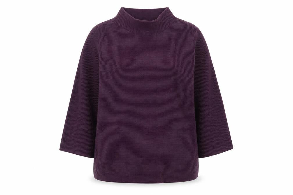Lands' End Womens Purple Mock Neck 3/4 Sleeve Knit Pullover Jumper M