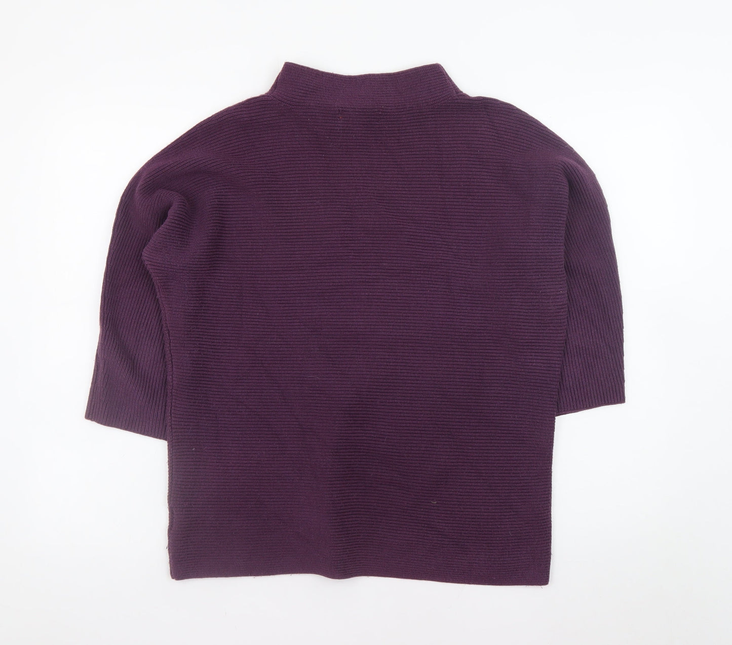 Lands' End Womens Purple Mock Neck 3/4 Sleeve Knit Pullover Jumper M