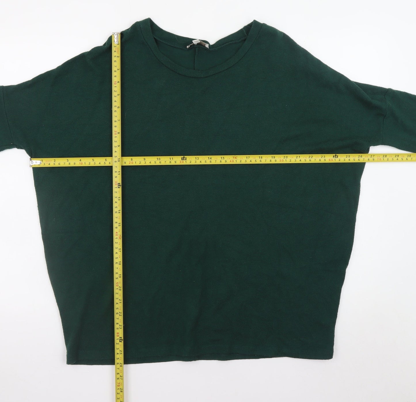Apricot Women’s Green 3/4 Sleeve Relaxed Knit Pullover Jumper S