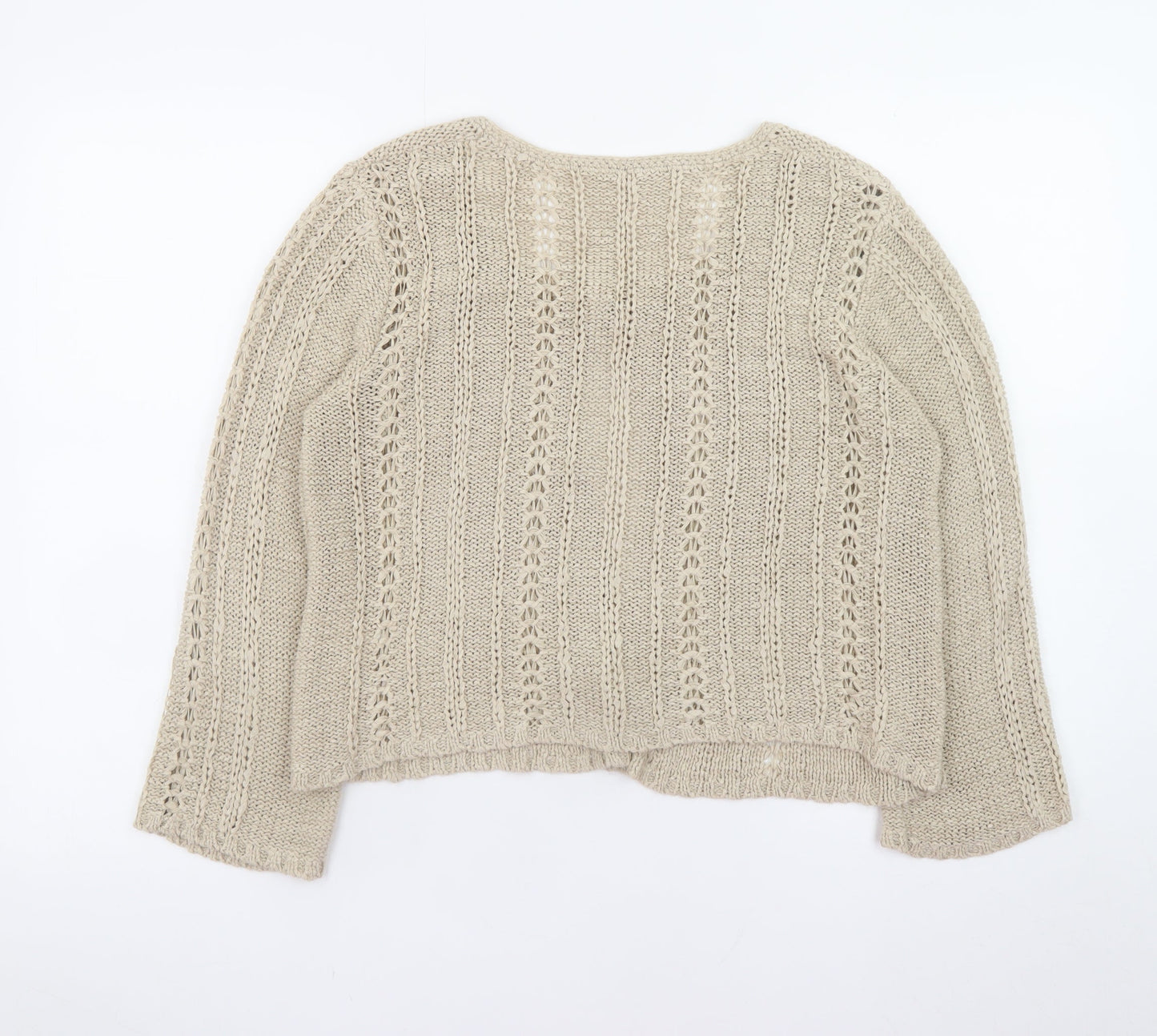 Principles Women’s Beige Open Knit Long Sleeve Cardigan Size 12