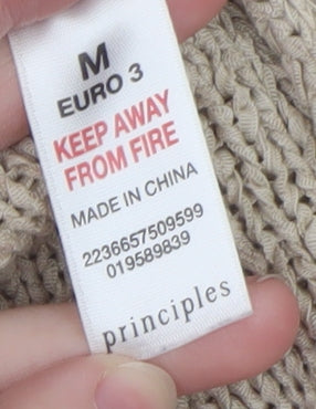 Principles Women’s Beige Open Knit Long Sleeve Cardigan Size 12