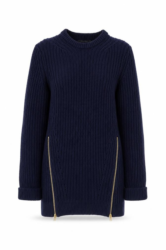 Zara Women Blue Chunky-Knit Long Sleeve Pullover Jumper Size 12