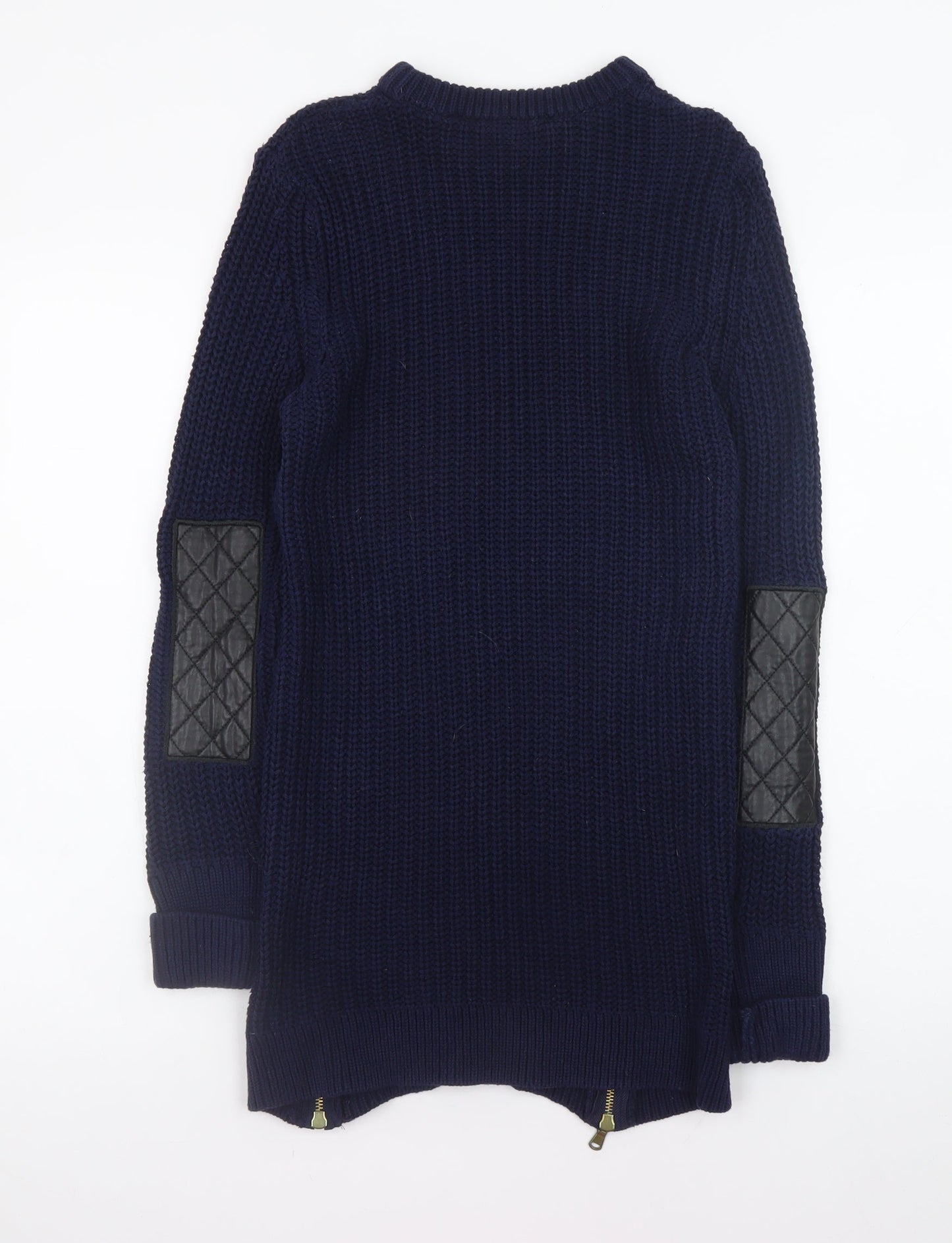 Zara Women Blue Chunky-Knit Long Sleeve Pullover Jumper Size 12