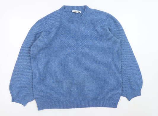 Next Women Blue Crew Neck Cable-Knit Jumper Size 16