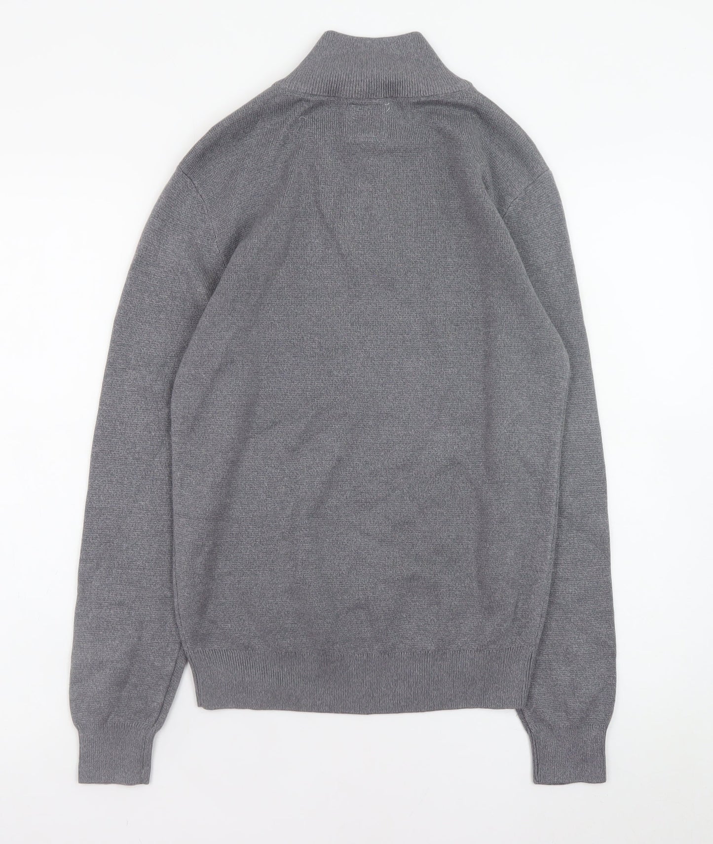 NEXT Men's Grey Cotton Half Zip Jumper XS High Neck Knitwear