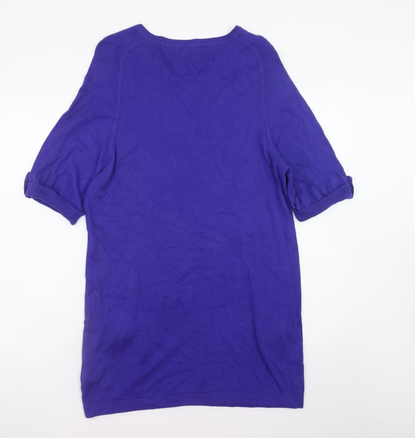 Marks and Spencer Women Blue Size 14 Knit T-Shirt Dress with Zip Pockets