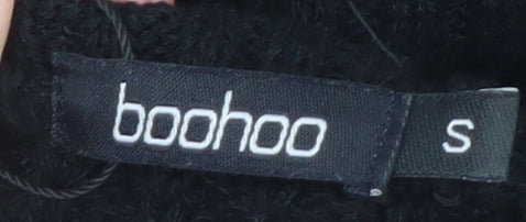 Boohoo Women’s Black Cold Shoulder Roll Neck Knit Jumper Dress Size S