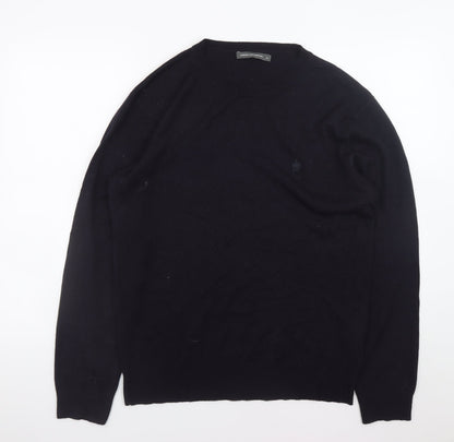 Additional front view of French Connection Men's Black Wool Crew Neck Jumper, size M