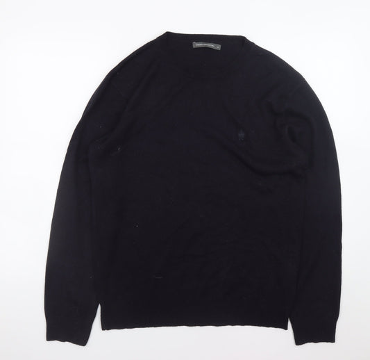 French Connection Men's Black Wool Crew Neck Jumper Size M