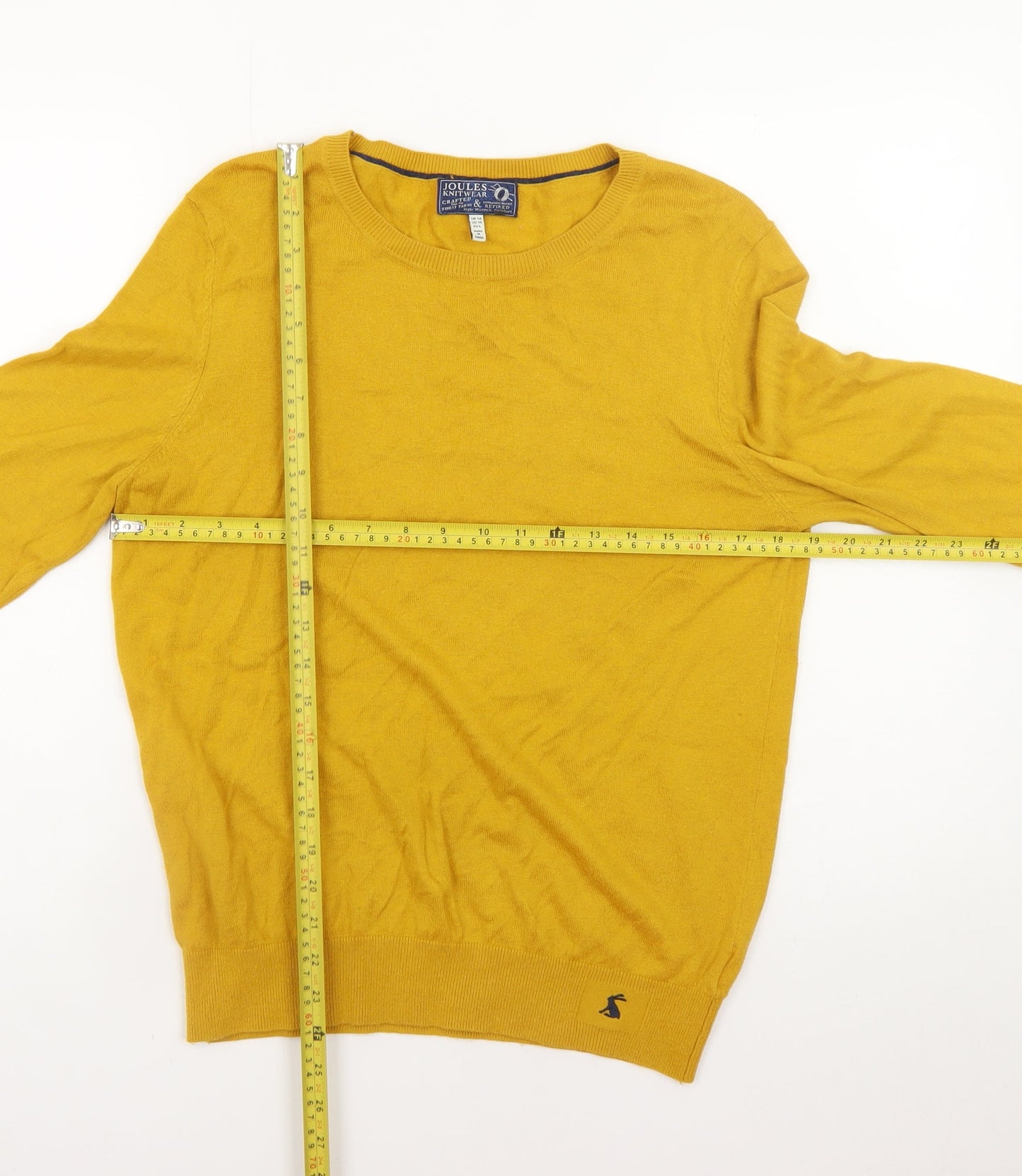 Joules Mens Yellow Cotton Crew Neck Jumper L Knit Pullover