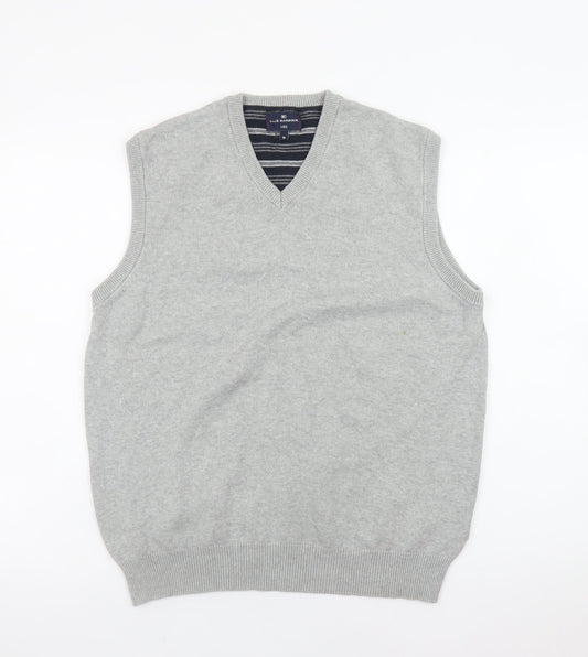 Marks and Spencer Blue Harbour Men's Grey Cotton V-Neck Vest M