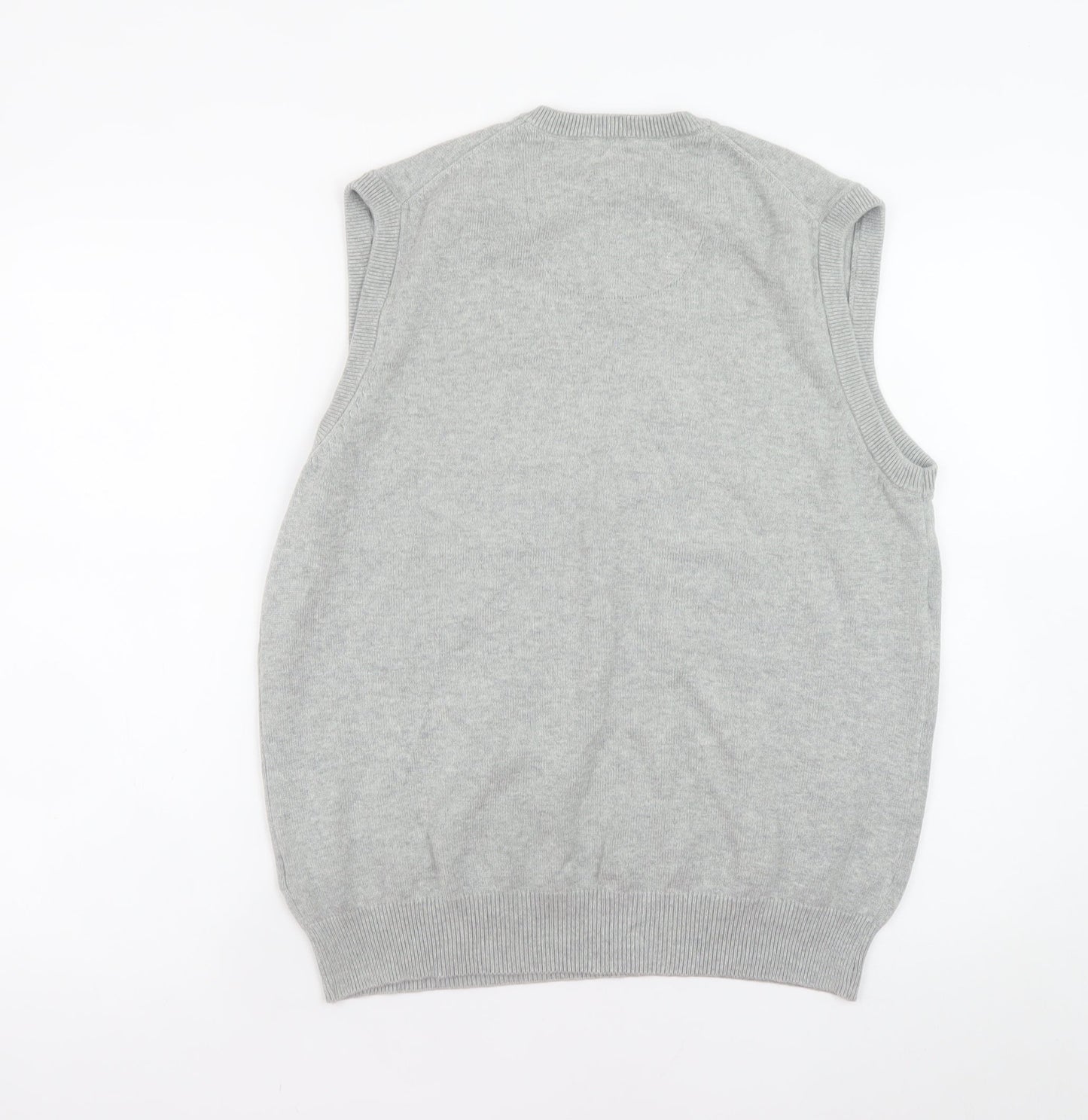 Marks and Spencer Blue Harbour Men's Grey Cotton V-Neck Vest M