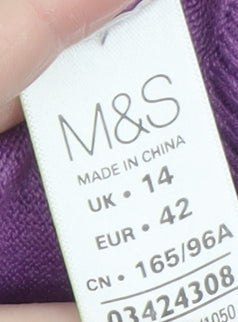 Marks and Spencer Men’s Purple V-Neck Classic Knit Jumper L