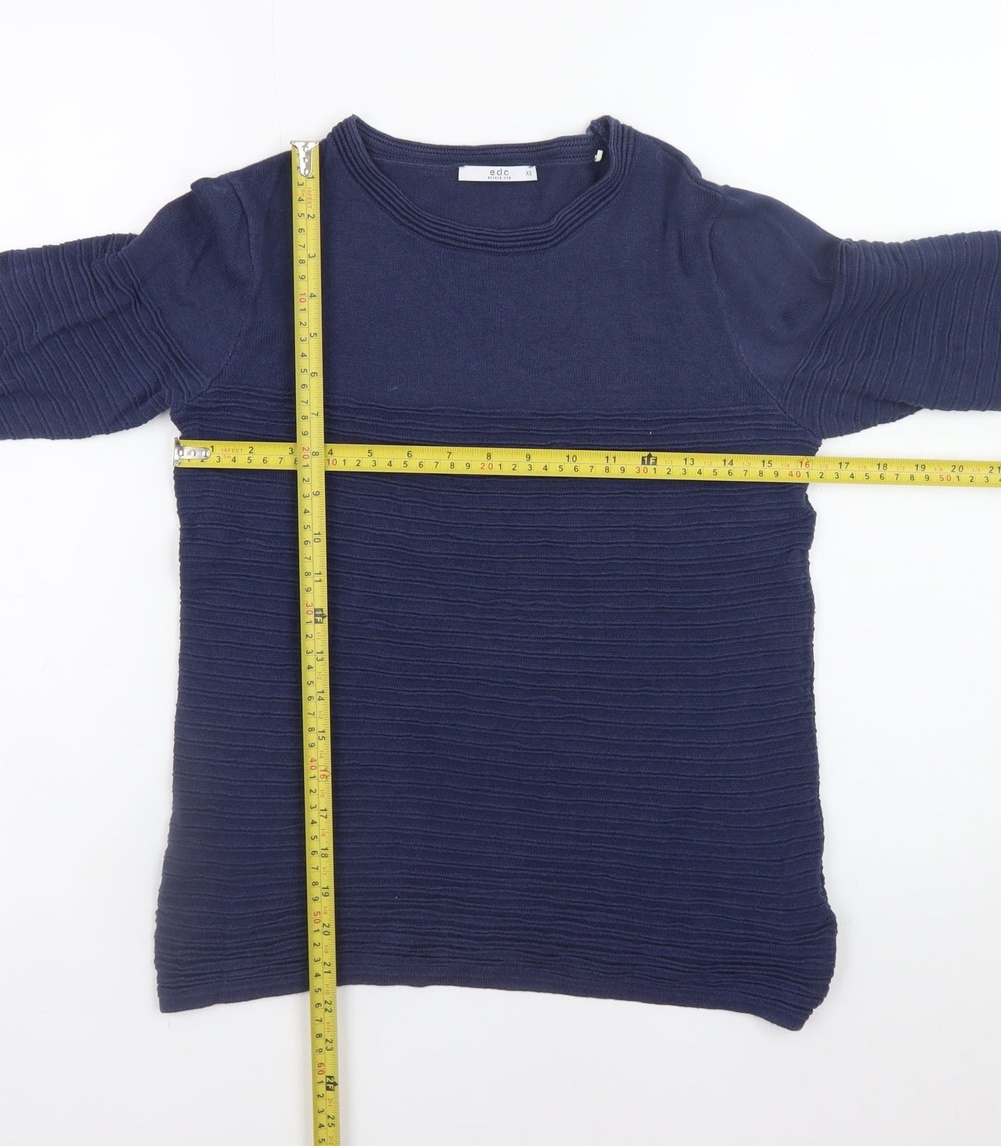 edc Womens Blue XS Crew Neck Knit Pullover Jumper