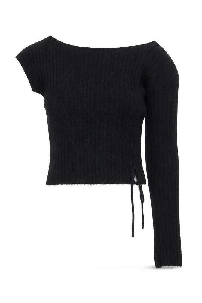 PrettyLittleThing Women’s Black Asymmetrical Knit Pullover Jumper Size S