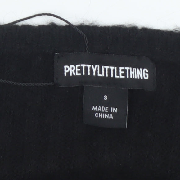 PrettyLittleThing Women’s Black Asymmetrical Knit Pullover Jumper Size S