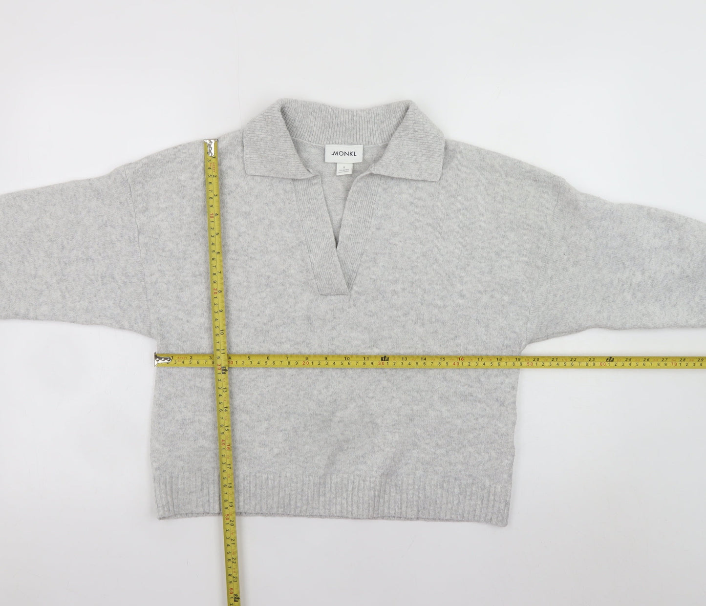 Monki Womens Grey Collared Pullover Jumper Size S