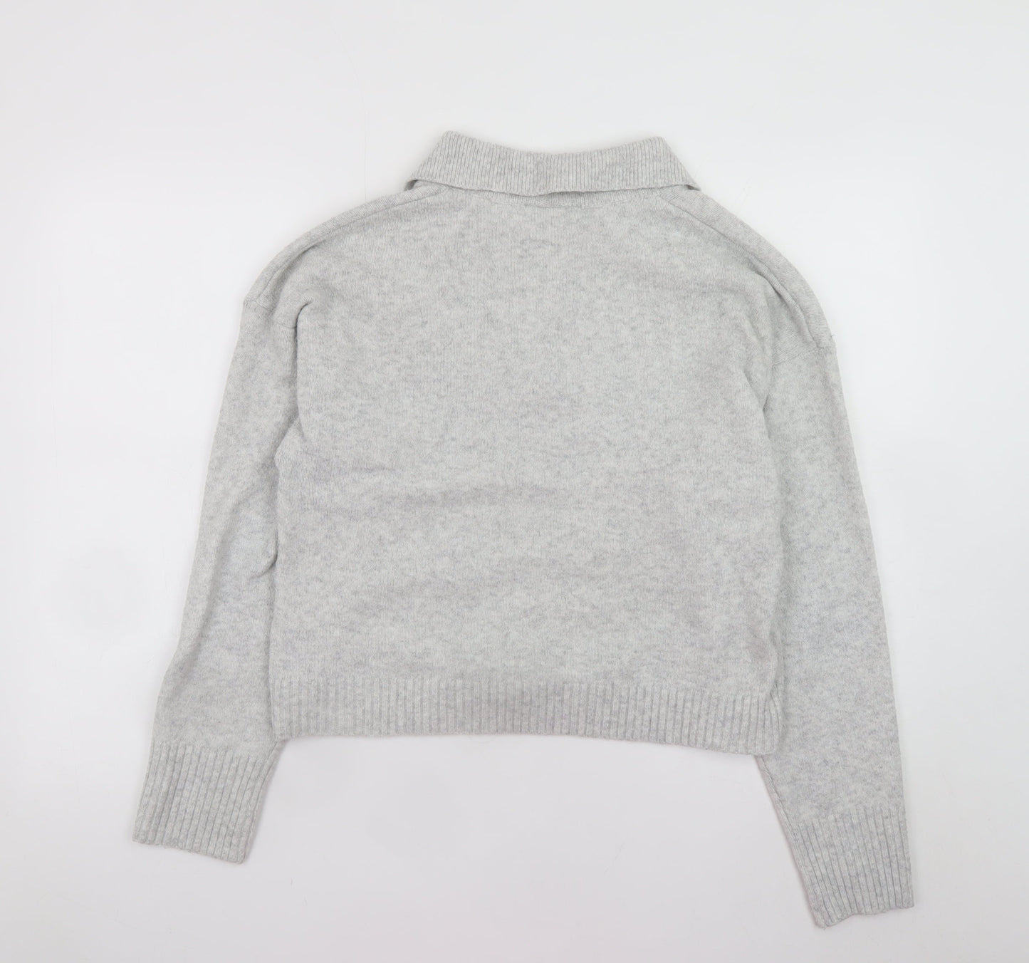 Monki Womens Grey Collared Pullover Jumper Size S