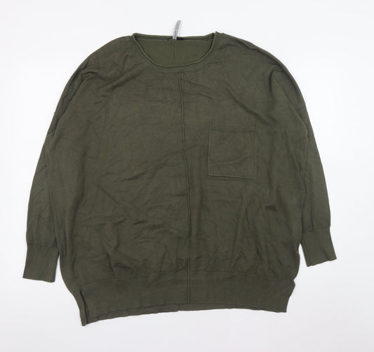 Capsule Women's Green Plus Size 20/22 Relaxed Knit Pullover Jumper