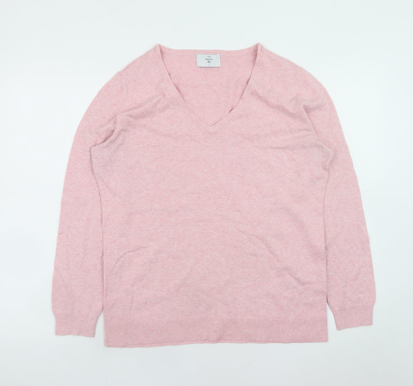 C&A The Basics Women's Pink V-Neck Cotton Blend Jumper Size L