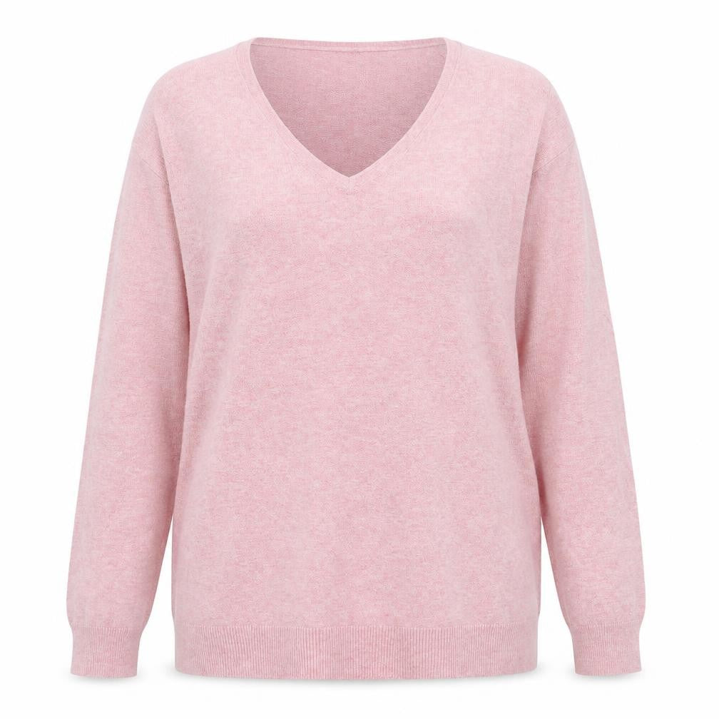 C&A The Basics Women's Pink V-Neck Cotton Blend Jumper Size L
