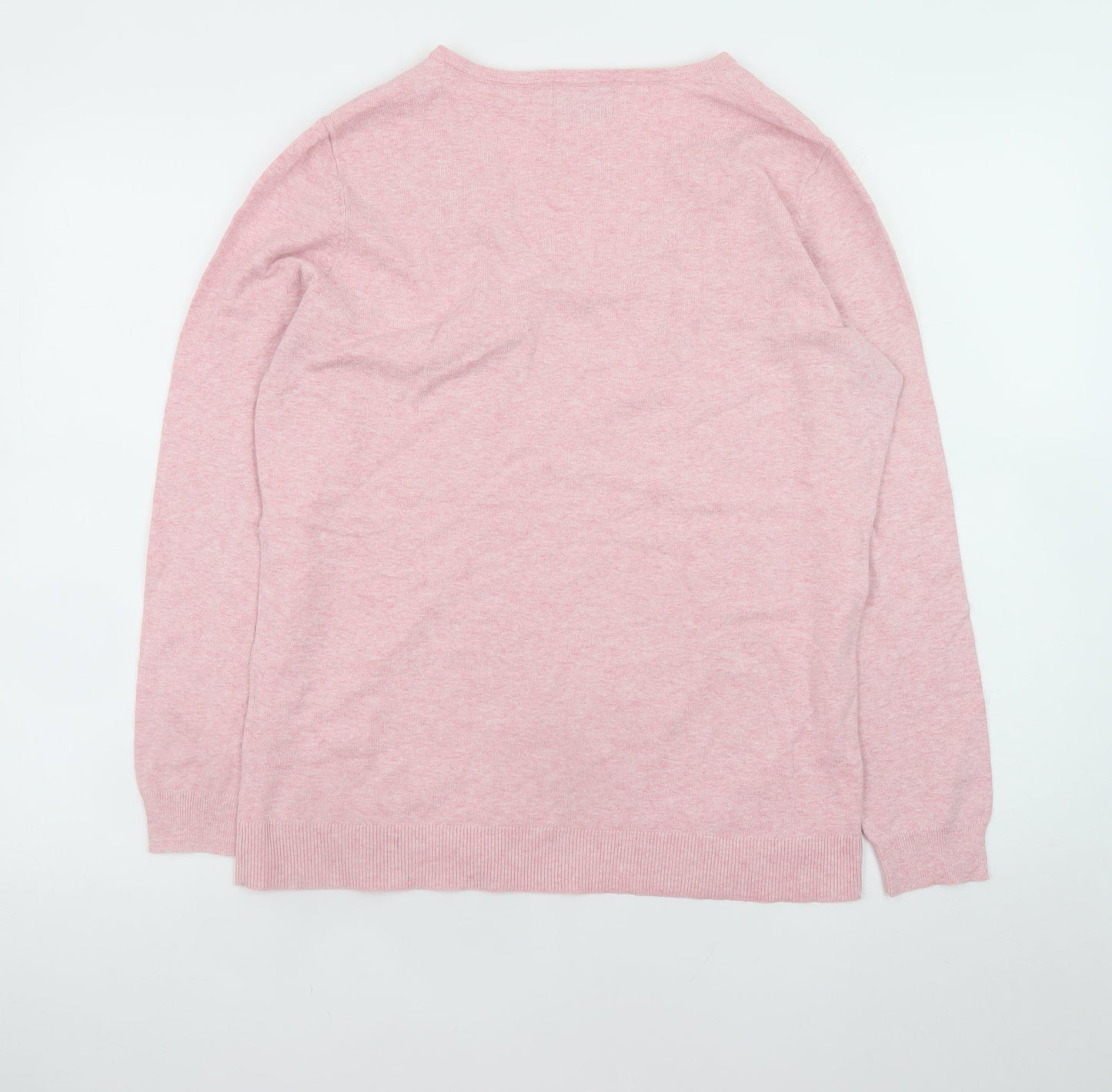 C&A The Basics Women's Pink V-Neck Cotton Blend Jumper Size L