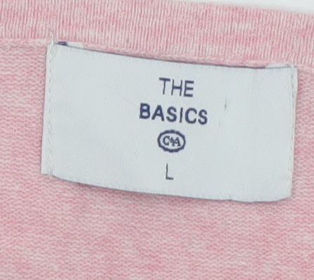 C&A The Basics Women's Pink V-Neck Cotton Blend Jumper Size L