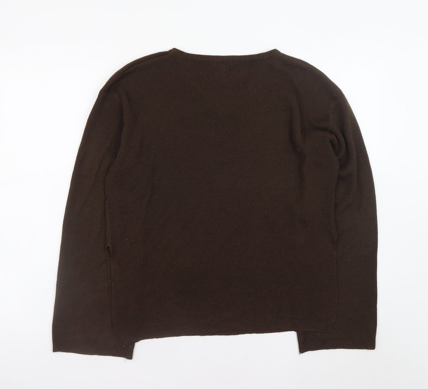 Boohoo Women's Brown V-Neck Long Sleeve Pullover Jumper Size S